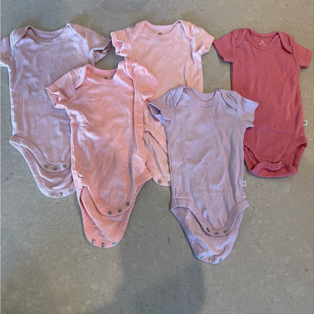 The Honest Company Soft Pink and Lavender Bodysuits